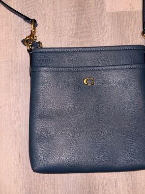 Coach Pebbled Leather Crossbody Bag in Deep Blue